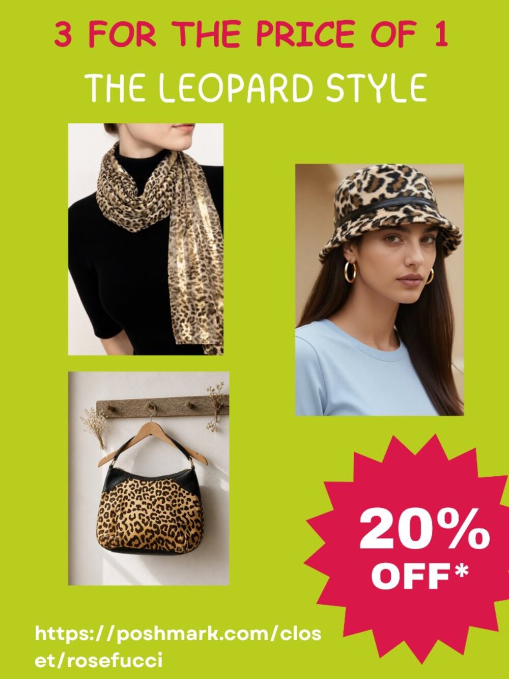 Leopard Style Hat, Scarf, and Purse